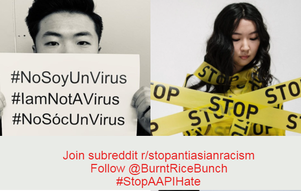 Speak up against COVID-19 Asian Hate. Many are suffering!